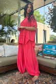 Tasha Damask Cap Sleeve Button Top Watermelon
